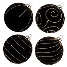 Velvet Christmas Ornaments Large Christmas Balls Ornament 4.7" Velvet Black