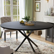 47.24" round Dining Table, Modern Dining Room Table for 4-6 Person, Wood round K