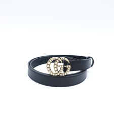 Gucci Pearl Black Leather Belt T10382013