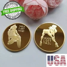 Tails I Get Head...Heads I Get Tail! Sexy Lady Flip Coin Challenge Novelty Token
