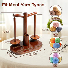 Wooden Yarn Holder for Crocheting and Knitting Magnetic Rotating Spinner with 2