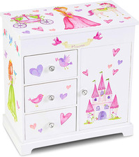 Jewelry Box for Girls with 3 Drawers - Musical Princess Jewelry Box with Spinnin