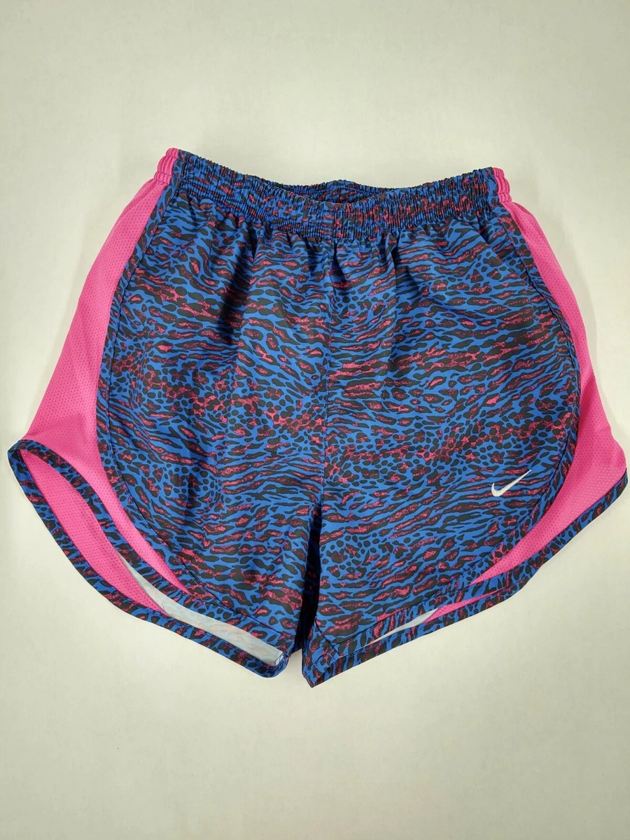 Nike Blue Pink Leopard Animal Print Dri Fit Lined Running Shorts Women s Size XS