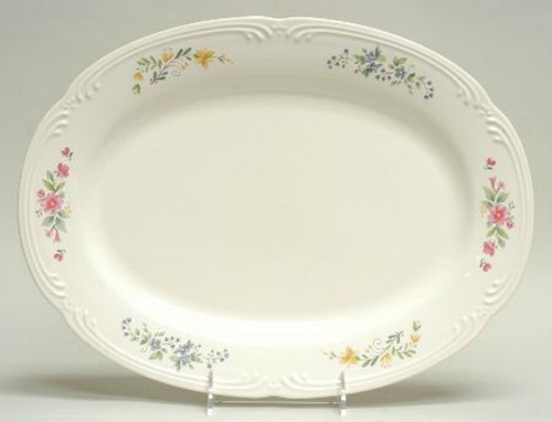 Pfaltzgraff MEADOW LANE 14" Oval Serving Platter Pink Yellow Blue Flowers - Picture 4 of 8