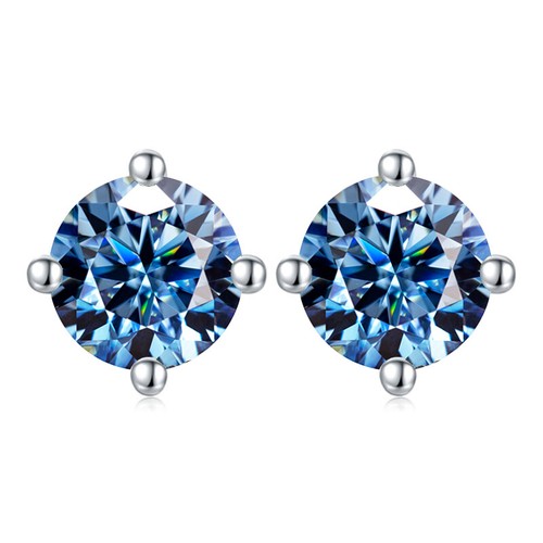 1ct~2ct Moissanite Stone Stud Earrings 925 Sterling Silver 18K White Gold Plated - Picture 15 of 16