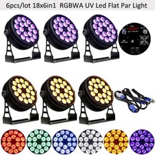 6pcs Led Flat Par Lights 18X6in1 RGBWA UV Par Can Lights Aluminum Alloy Par Ligh