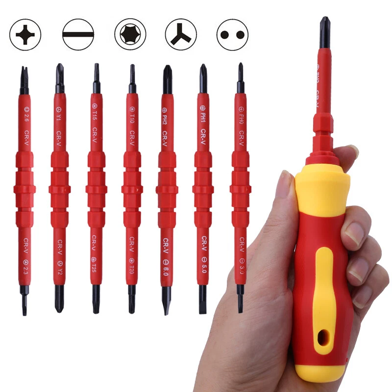 15 in 1 Insulated Interchangeable Screwdriver Set Magnetic Tips Slotted Phillips