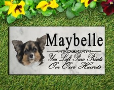 Customized Long Haired Chihuahua Memorial Stone Dog Grave Marker Pet Garden