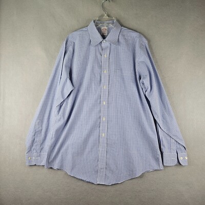 brooks brothers traditional fit dress shirts Brooks Brothers Dress Shirt Mens 16.5 Blue Check Traditional Fit Cotton