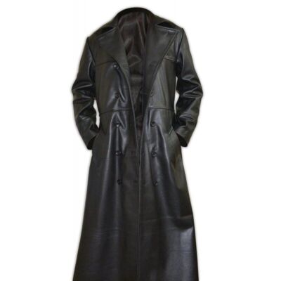 Men's Steampunk Gothic Goth Punk Matrix Leather Trench Coat Jacket