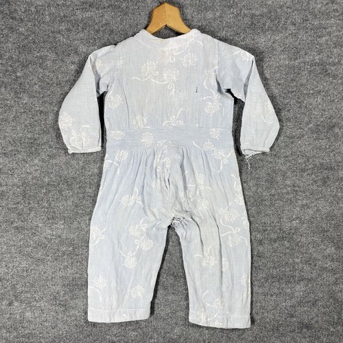 VINTAGE 30s Childrens Jumpsuit Coverall Blue Gauze Cotton 1930s Depression Shirt - Picture 12 of 21