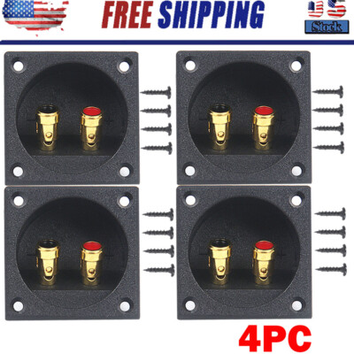 4PC Speaker Box Terminals 2-Wire Round Spring Cup Connector Subwoofer Enclosure