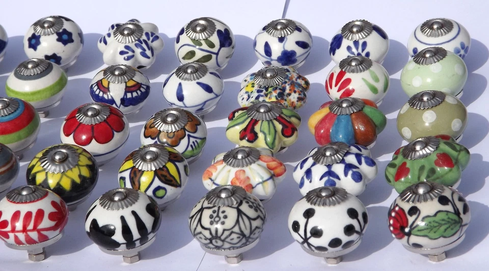 Ceramic Knob Handle Pull door drawer cupboard cabinet wardrobe porcelain chrome - Image 3 of 4