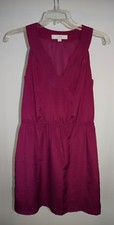 Ann Taylor Loft Dress Burgundy Sleeveless Elastic Waistband Summer Beach Sz 2