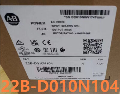 NEW Sealed Allen-Bradley 22B-D010N104 /A PowerFlex 40 AC Drive 4.0kW/5HP/7.02FW