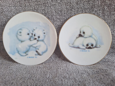Weißes Dekor Teller Set mit Eisbären und Robbe Morehead Vintage