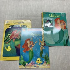 Vintage Golden Books The Little Mermaid Coloring/Sticker Book Lot Of 3 Unused