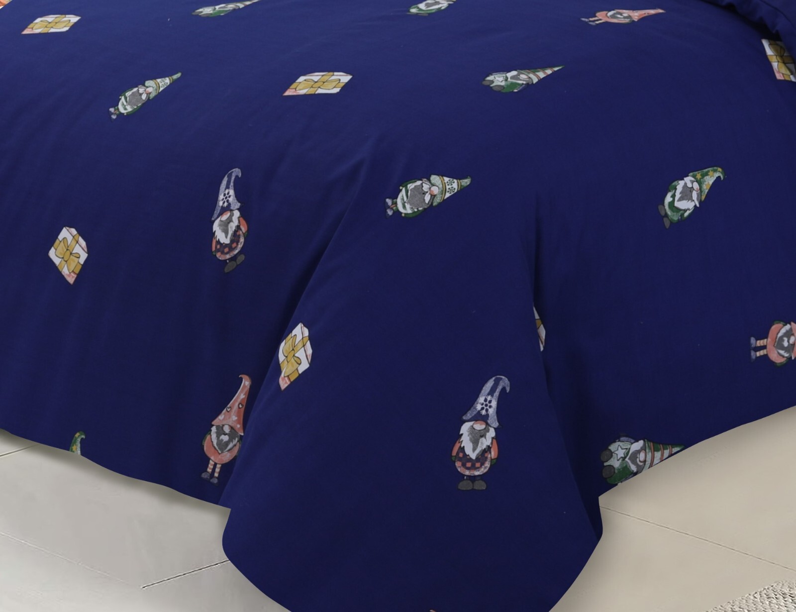 Christmas Gonks Single Double King Duvet Cover Reversible Bedding Set