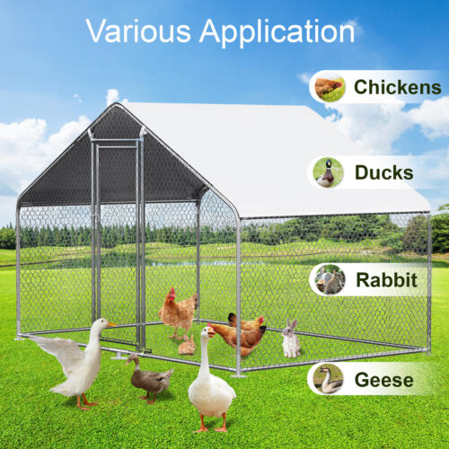 10 x 10ft Chicken Run Walk in Coop for Poultry Rabbit Hen Cage Pen Metal Door - Picture 8 of 14