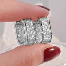 Dainty Pave CZ Hoop Earrings 18k Gold Plated Ear Jewelry Decoration Women Girls