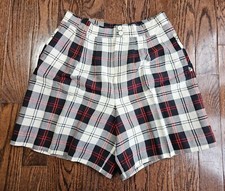 VTG 90s Giorgio Sant  Angelo Shorts 14 Plaid Pleated High Rise Black And White