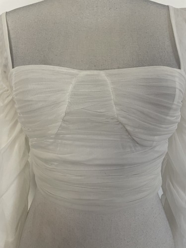 Women’s NWT MISSGUIDED White Ruched Milkmaid Mesh Top Size 6 - Picture 2 of 10