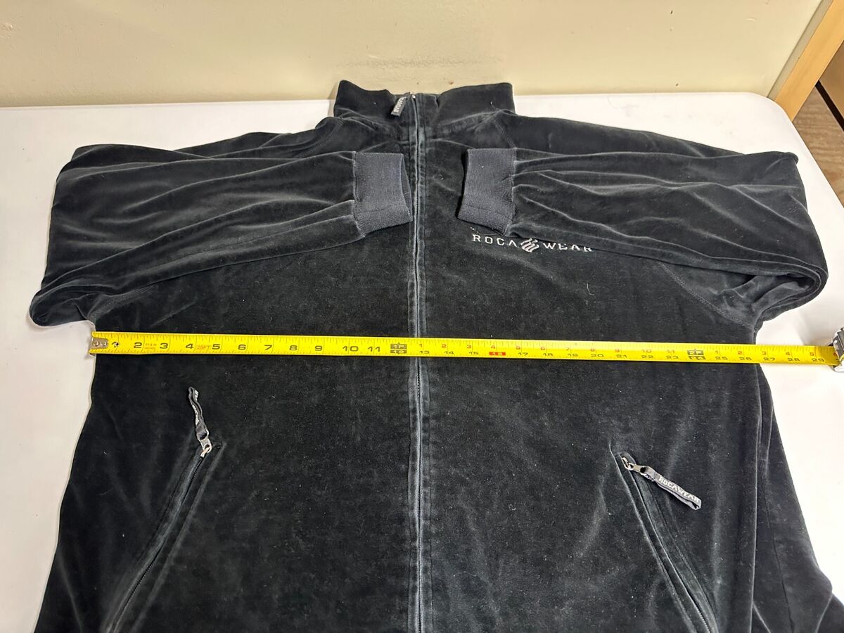 Vintage Rocawear Jacket Men Velour Track Black Full Zip 2XL Vintage Rocawear Jacket Men Velour Track Black Full Zip 2XL