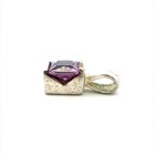Estate Sterling Silver Square Amethyst Pendant – Single Gemstone Necklace Charm — photo 4