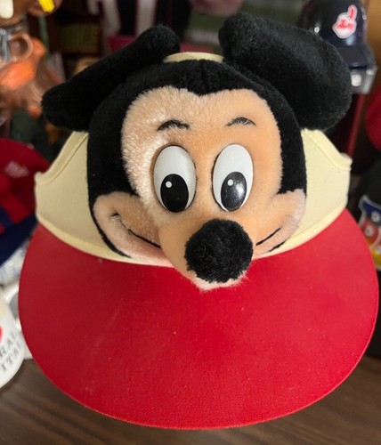 Vintage Mickey Mouse Walt Disney World Visor 1960s Red Yellow Hat RARE EUC Plush