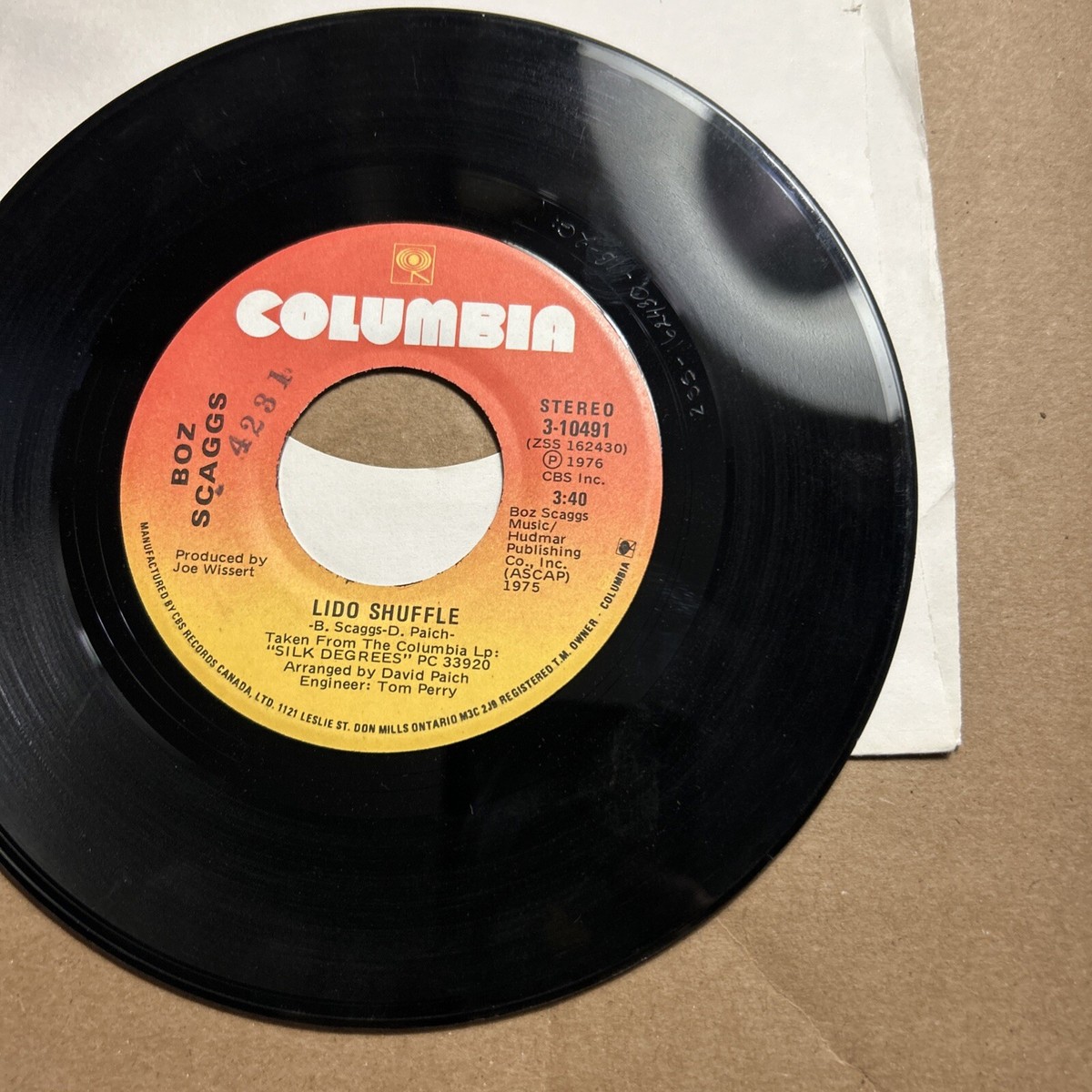 Boz Scaggs Lido Shuffle/We're All Alone 1976 Columbia