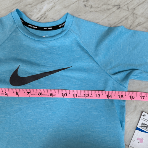 Nike Boy's Heather blue Short Sleeve Hydroguard Swim Shirt Sz L 14/16 NWT - Picture 7 of 8