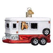 Old World Christmas Blown Glass Ornament, Horse Trailer