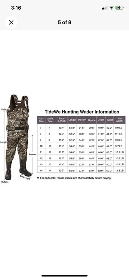 Tidwe insulated hunting wader and boots realtree max 5 size 7 unisex new in box - Image 2 of 4