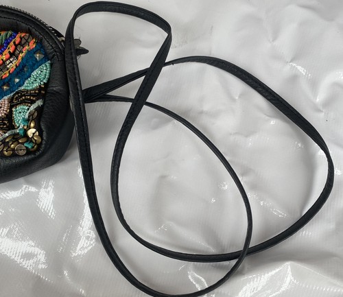 ecote Black Beaded Southwestern Faux Turquoise Crossbody / Wristlet / Clutch Bag - Picture 10 of 11