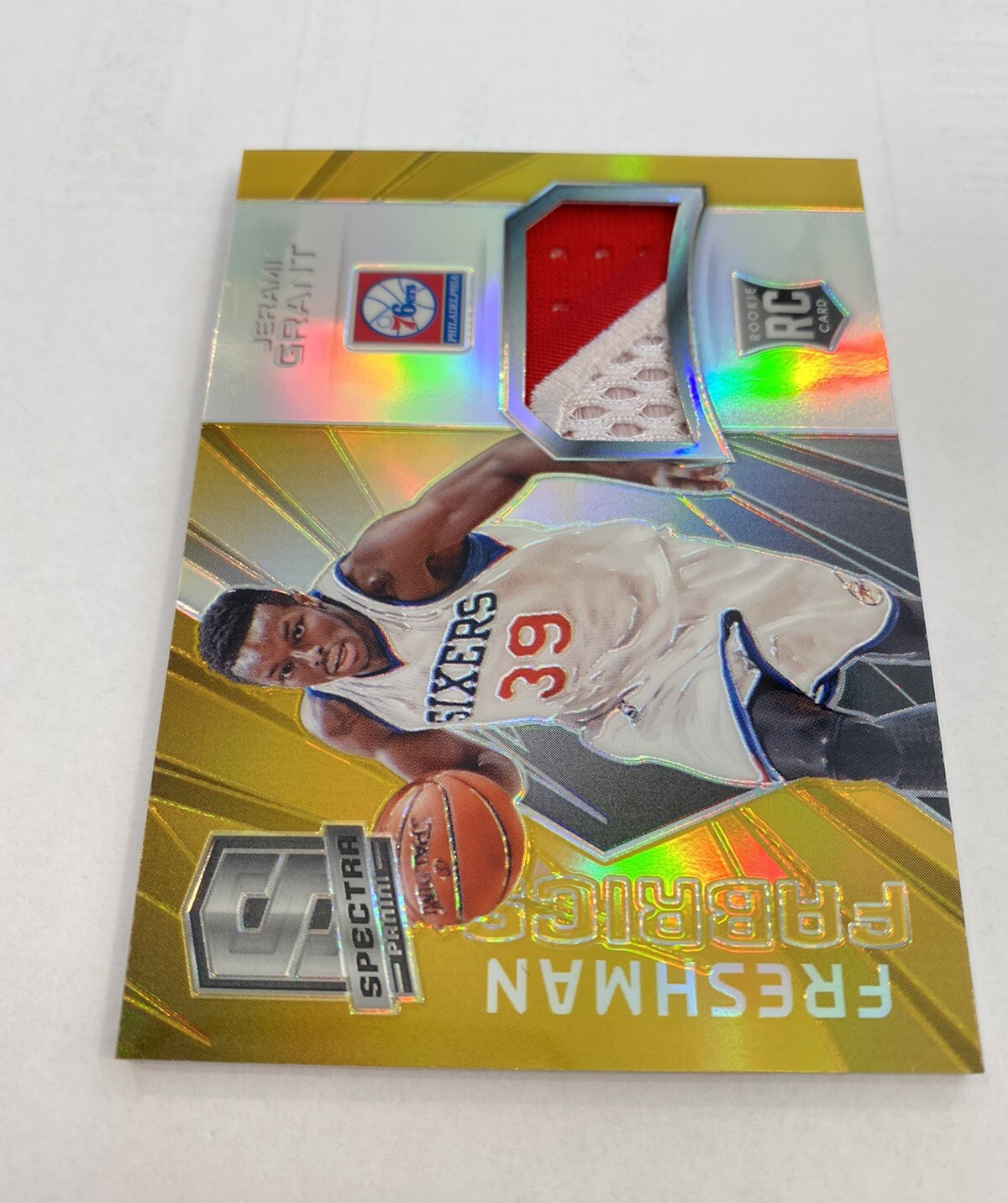 2014-15 PANINI SPECTRA FRESHAM FABRICS GOLD PATCH ROOKIE JERAMI GRANT RC /10
