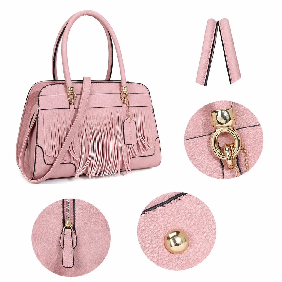 Womens Fashion Handbags Casual Travel Satchel Shoulder Bags Fringe Tassel Purses - Image 4 of 4