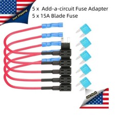 10PCS Fuse TAP Adapter Kit 12V 15 Amp Car Add-a-circuit Mini ATM APM Blade