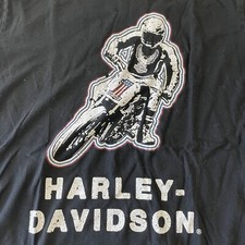Harley Davidson Motorcycle Print Short Sleeve T Shirt Men's Large Black