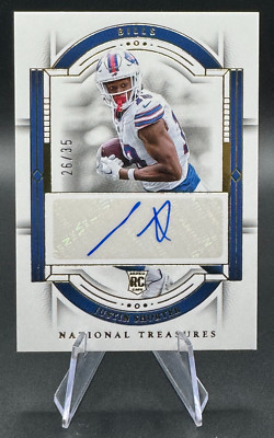 2023 Justin Shorter RC /35 National Treasures Gold Rookie Auto | Bills & Raiders