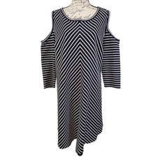 Lane Bryant Black Striped Cold-Shoulder Shift Dress - Women's Sz 18/20 (NWT)
