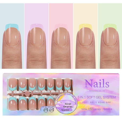 Prensa de uñas postizas francesa de varios tamaños en uñas acrílicas con uñas postizas extraíbles - Imagen 9 de 11