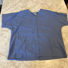 Large Unisex SB Scrubs Top Solid Blue Short-Sleeved