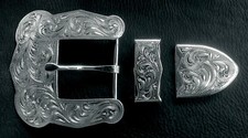 1/2" Ręcznie grawerowana srebrna klamra do paska zestaw #44 