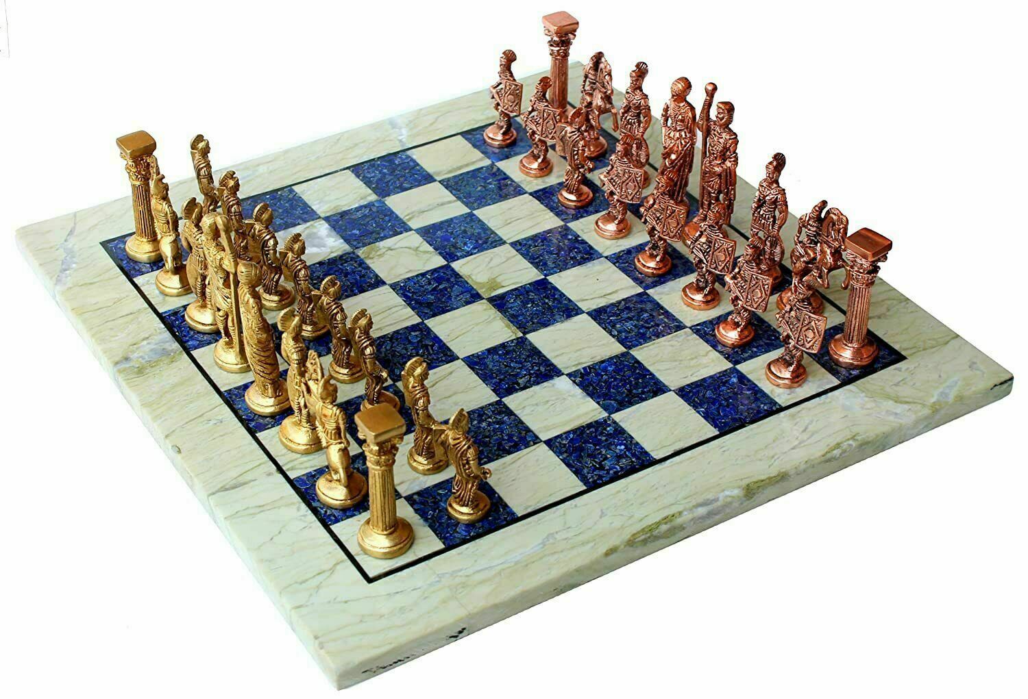 StonKraft - 8 X 8 Chess Board with Wooden Base with Stone Inlaid & Stone  Pieces Game Set