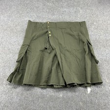 Kilt Mens 2XL Green Scottish Traditional Tribal Cargo Cotton Pockets Military