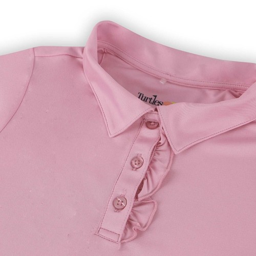 New Turtles & Tees Size- 7/8 Medium Girls Signature Cap Sleeve Polo Shirt Pink - Picture 6 of 9