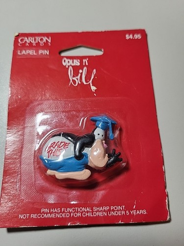 Vtg 1996 American Greetings Opus n' Bill Graduation Lapel Pin Grade This!