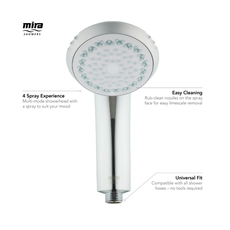 Mira Response Adjustable 4 Spray Mode Handheld Shower Head Chrome/White