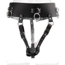 PU Leather Bdsm Bondage Panties Female Harness Chastity Belt Male Plug Underwear