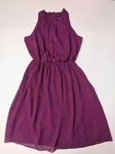 Nine West Women's Burgundy Chiffon Embellished Sleeveless Midi Dress Size 6 NWOT